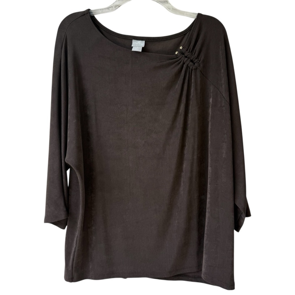 Chico’s Travelers brown tunic top sz3 XL
